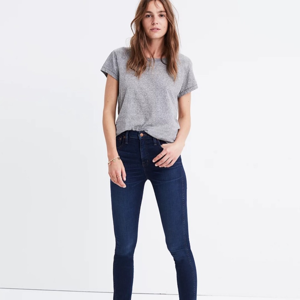 Madewell petite 10" high-rise skinny jeans in hayes wash